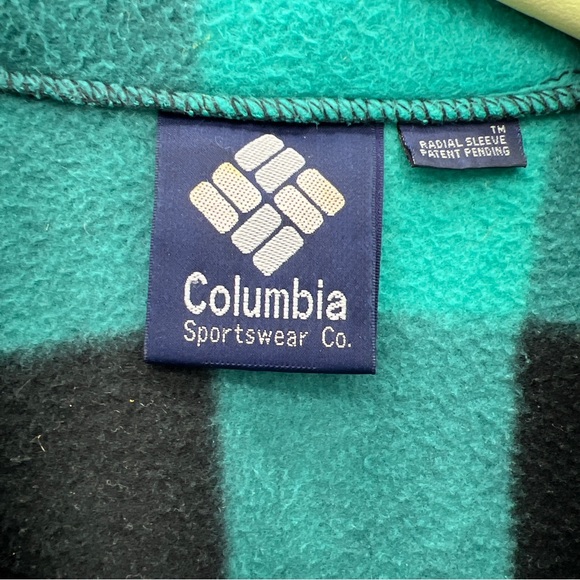 VTG 90's Columbia Bugaboo Teal Plaid Fleece Liner Jacket Size Small/Medium - Picture 2 of 6